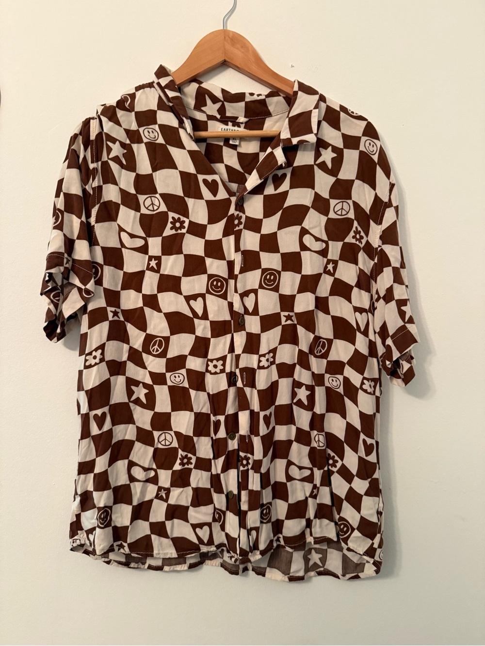 EARTHBOUND Brown & Cream Checker Short-Sleeve Button Shirt